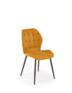 K548 Krzesło Musztardowe Pikowane | Nogi Czarne - Wygodne i Stylowe