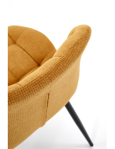 K548 Krzesło Musztardowe Pikowane | Nogi Czarne - Wygodne i Stylowe 2