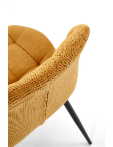 K548 Krzesło Musztardowe Pikowane | Nogi Czarne - Wygodne i Stylowe