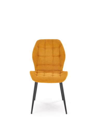 K548 Krzesło Musztardowe Pikowane | Nogi Czarne - Wygodne i Stylowe