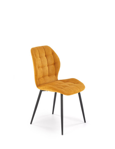 K548 Krzesło Musztardowe Pikowane | Nogi Czarne - Wygodne i Stylowe