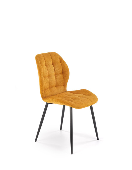 K548 Krzesło Musztardowe Pikowane | Nogi Czarne - Wygodne i Stylowe