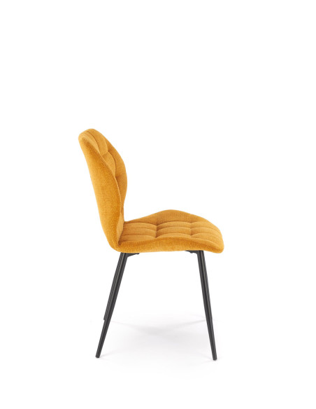 K548 Krzesło Musztardowe Pikowane | Nogi Czarne - Wygodne i Stylowe