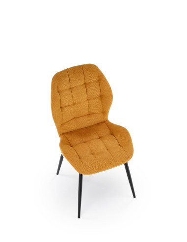 K548 Krzesło Musztardowe Pikowane | Nogi Czarne - Wygodne i Stylowe