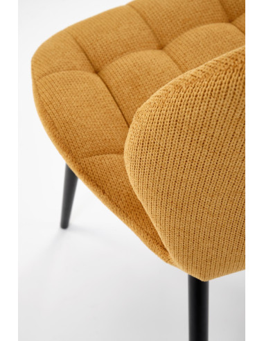 K548 Krzesło Musztardowe Pikowane | Nogi Czarne - Wygodne i Stylowe