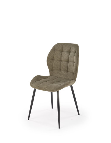 K548 Krzesło Oliwkowe Pikowane | Nogi Czarne - Wygodne i Stylowe