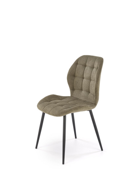 K548 Krzesło Oliwkowe Pikowane | Nogi Czarne - Wygodne i Stylowe