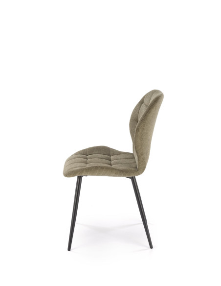 K548 Krzesło Oliwkowe Pikowane | Nogi Czarne - Wygodne i Stylowe