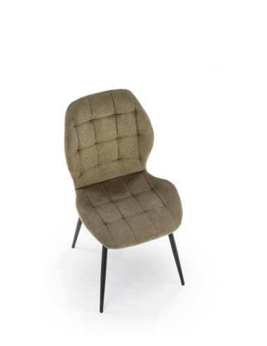 K548 Krzesło Oliwkowe Pikowane | Nogi Czarne - Wygodne i Stylowe