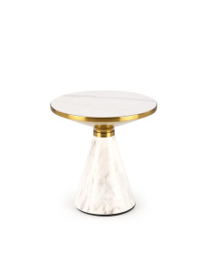 TALBI  ława biały marmur / biały / złoty
