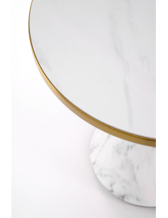 TALBI  ława biały marmur / biały / złoty 2