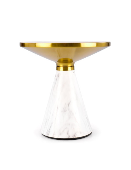 TALBI  ława biały marmur / biały / złoty