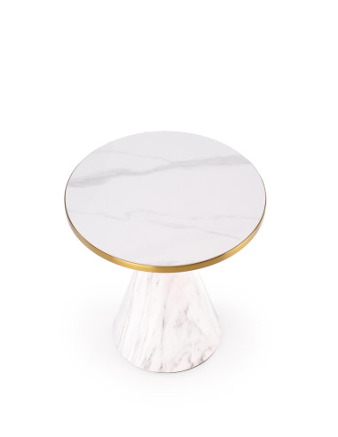 TALBI  ława biały marmur / biały / złoty