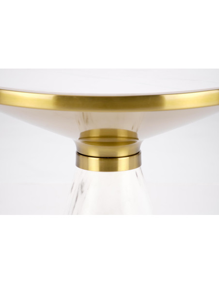 TALBI  ława biały marmur / biały / złoty