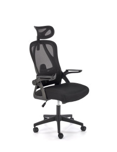 NEGRO Fotel Gabinetowy Czarny | Regulowany Zagłówek Tkanina Membranowa