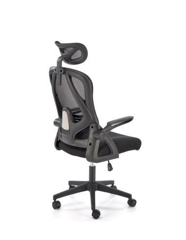 NEGRO Fotel Gabinetowy Czarny | Regulowany Zagłówek Tkanina Membranowa