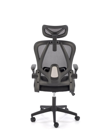 NEGRO Fotel Gabinetowy Czarny | Regulowany Zagłówek Tkanina Membranowa