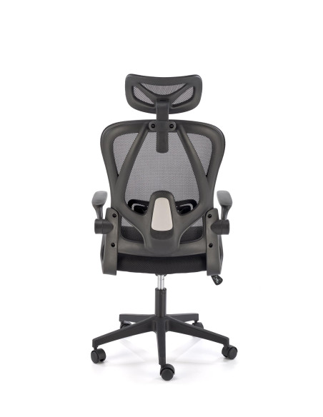 NEGRO Fotel Gabinetowy Czarny | Regulowany Zagłówek Tkanina Membranowa