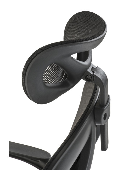 NEGRO Fotel Gabinetowy Czarny | Regulowany Zagłówek Tkanina Membranowa