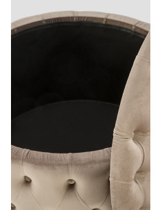NUNEZ Pufa Okrągła Beżowa Fi70/40 cm Pikowana Velvet z Funkcją Pojemnika 2