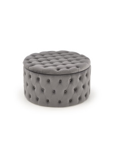 NUNEZ Pufa Okrągła Popielata Pikowana Fi70/40 cm Velvet z Funkcją Pojemnika