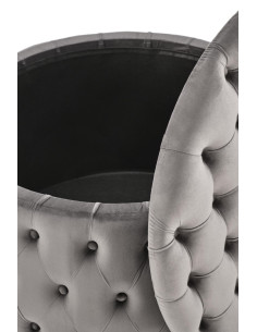 NUNEZ Pufa Okrągła Popielata Pikowana Fi70/40 cm Velvet z Funkcją Pojemnika 2