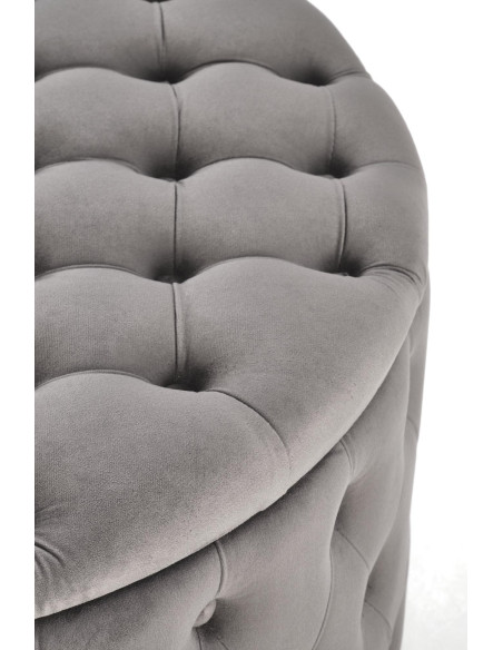 NUNEZ Pufa Okrągła Popielata Pikowana Fi70/40 cm Velvet z Funkcją Pojemnika