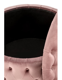 NUNEZ Pufa Okrągła Różowa Pikowana Fi70/40 cm Velvet z Funkcją Pojemnika 2