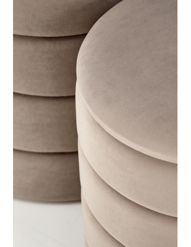 PACHO Zestaw 2 Puf z Pojemnikiem Fi40/44 oraz Fi33/39 cm, Velvet Beżowy