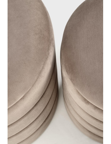 PACHO Zestaw 2 Puf z Pojemnikiem Fi40/44 oraz Fi33/39 cm, Velvet Beżowy