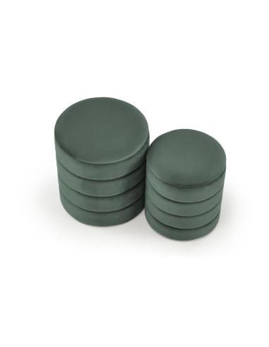 PACHO Zestaw 2 Puf z Pojemnikiem Fi40/44 oraz Fi33/39 cm, Velvet Zielony