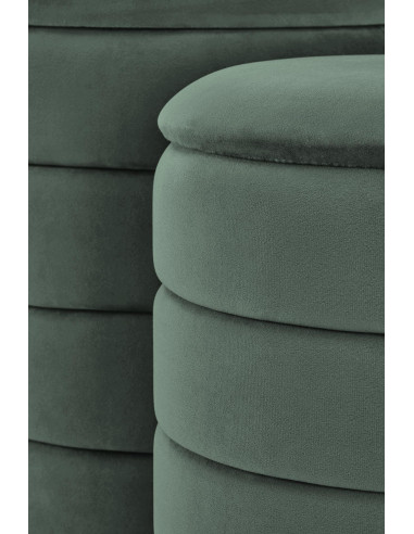 PACHO Zestaw 2 Puf z Pojemnikiem Fi40/44 oraz Fi33/39 cm, Velvet Zielony