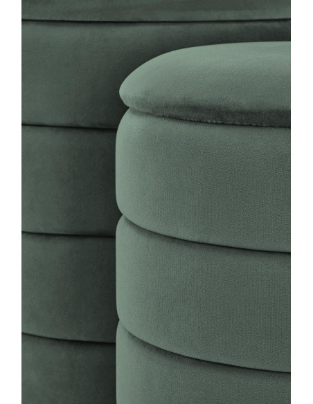 PACHO Zestaw 2 Puf z Pojemnikiem Fi40/44 oraz Fi33/39 cm, Velvet Zielony