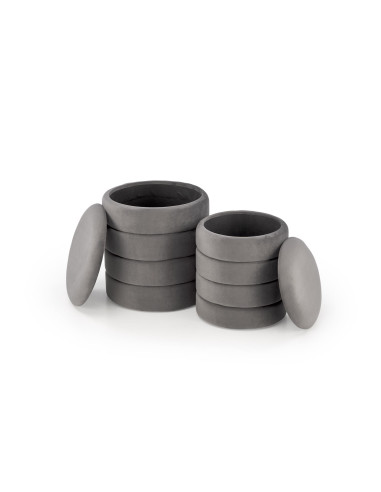 PACHO Zestaw 2 Puf z Pojemnikiem Fi40/44 oraz Fi33/39 cm, Velvet Popielaty