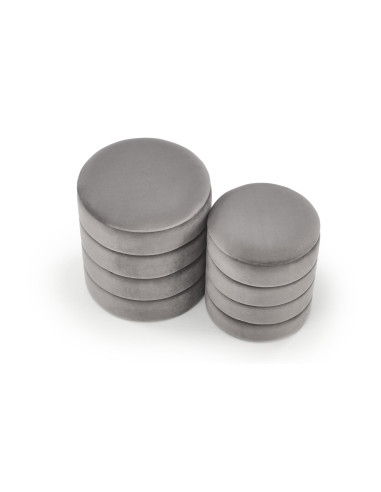 PACHO Zestaw 2 Puf z Pojemnikiem Fi40/44 oraz Fi33/39 cm, Velvet Popielaty