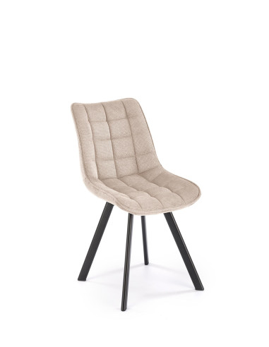 K549 Krzesło Beżowe Pikowane | Nogi Czarne - Zgrabne i Gustowne