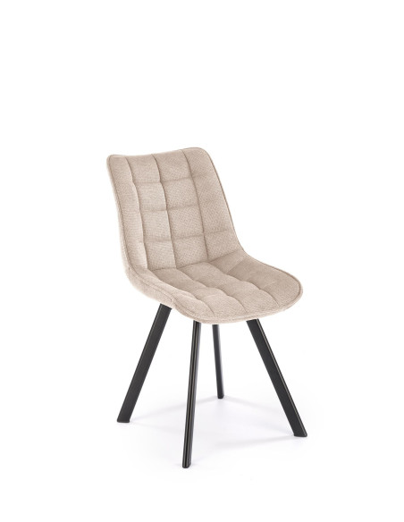 K549 Krzesło Beżowe Pikowane | Nogi Czarne - Zgrabne i Gustowne