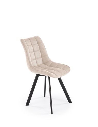 K549 Krzesło Beżowe Pikowane | Nogi Czarne - Zgrabne i Gustowne