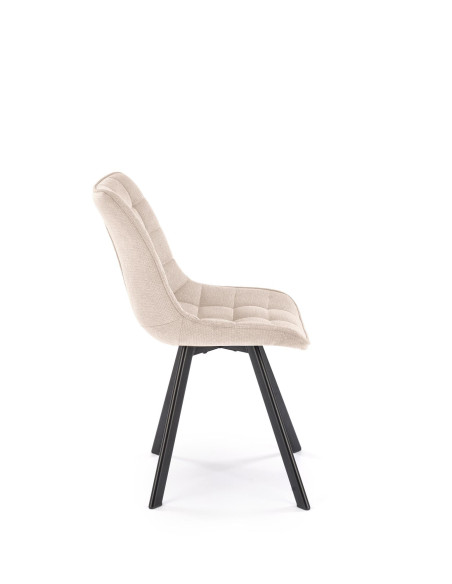 K549 Krzesło Beżowe Pikowane | Nogi Czarne - Zgrabne i Gustowne