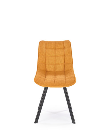 K549 Krzesło Musztardowe Pikowane | Nogi Czarne - Zgrabne i Gustowne