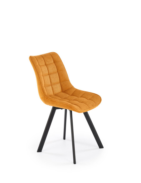 K549 Krzesło Musztardowe Pikowane | Nogi Czarne - Zgrabne i Gustowne