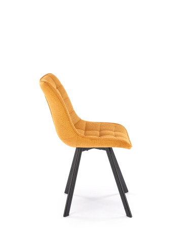 K549 Krzesło Musztardowe Pikowane | Nogi Czarne - Zgrabne i Gustowne