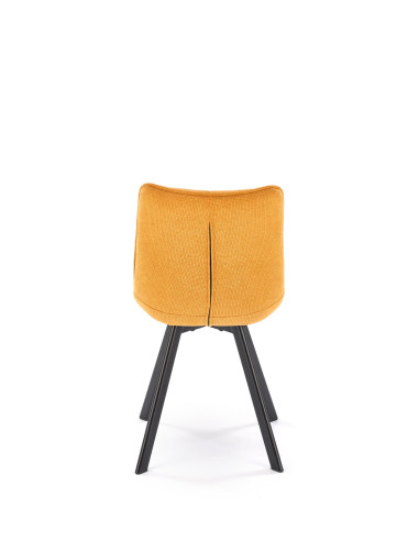 K549 Krzesło Musztardowe Pikowane | Nogi Czarne - Zgrabne i Gustowne