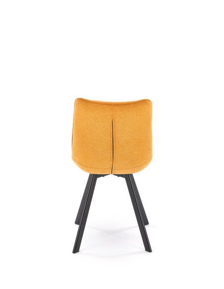 K549 Krzesło Musztardowe Pikowane | Nogi Czarne - Zgrabne i Gustowne