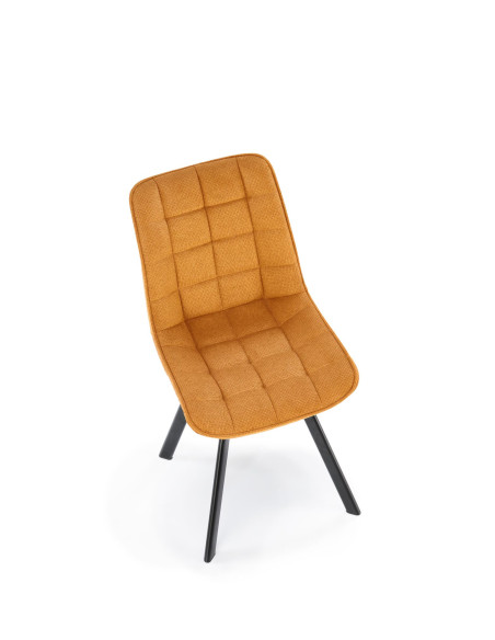 K549 Krzesło Musztardowe Pikowane | Nogi Czarne - Zgrabne i Gustowne