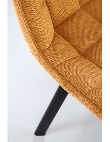 K549 Krzesło Musztardowe Pikowane | Nogi Czarne - Zgrabne i Gustowne