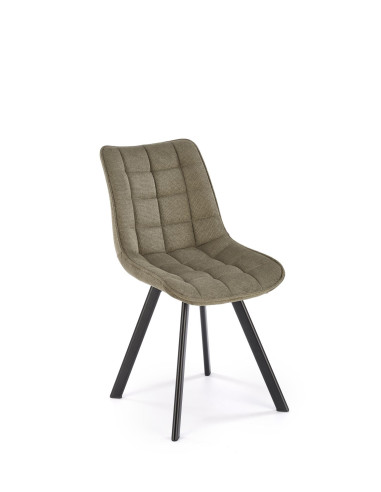 K549 Krzesło Oliwkowe Pikowane | Nogi Czarne - Zgrabne i Gustowne
