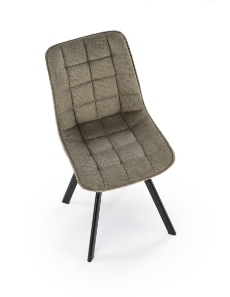 K549 Krzesło Oliwkowe Pikowane | Nogi Czarne - Zgrabne i Gustowne