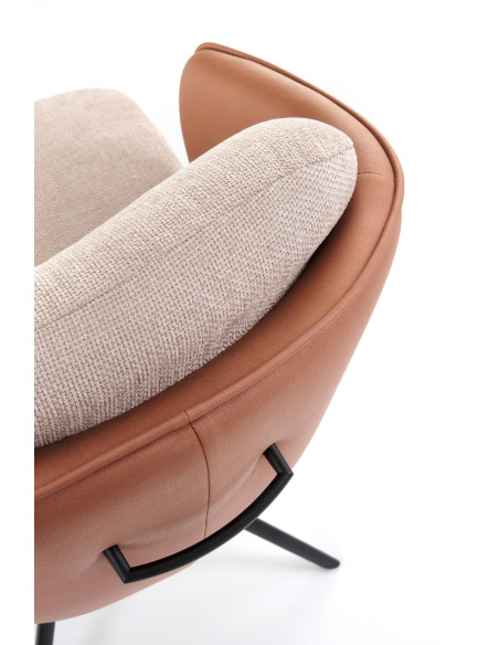 K554 Krzesło Obracane 180° Kubełkowe Brązowo/Beżowe | Tkanina/Eco Skóra