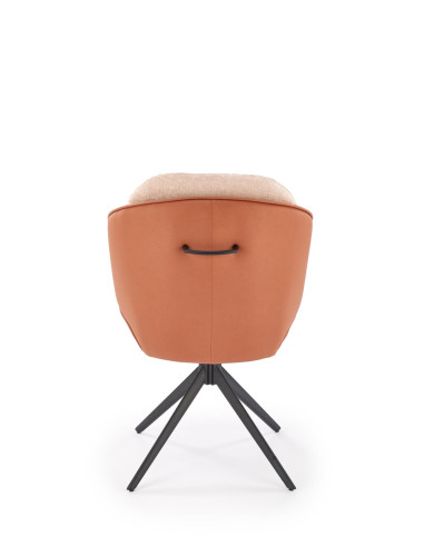 K554 Krzesło Obracane 180° Kubełkowe Brązowo/Beżowe | Tkanina/Eco Skóra